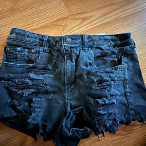 American Eagle Outfitters Ripped Black Jean Shorts 2